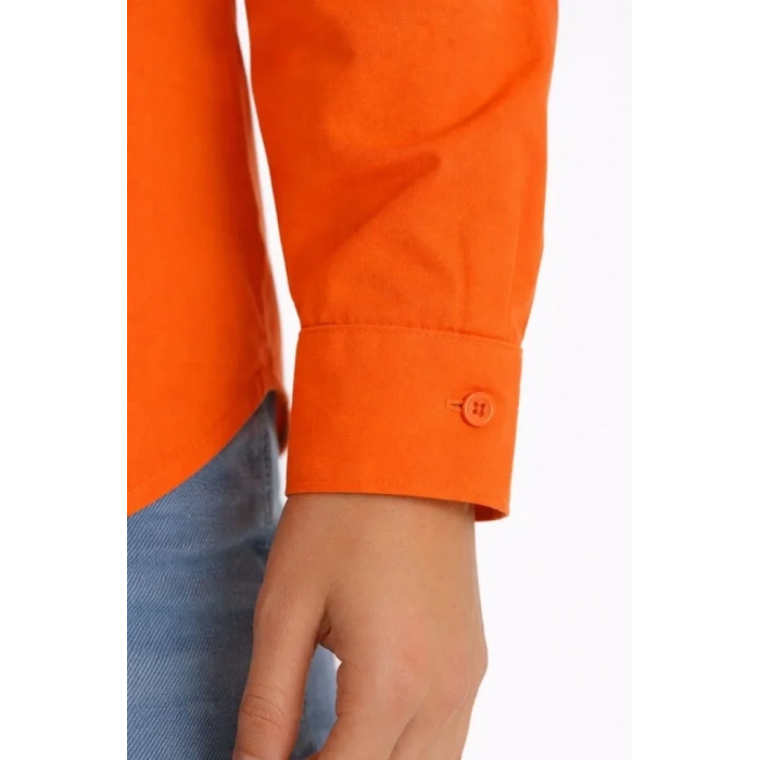 MARSiLYAN- Uzun Kollu Gömlek Düğmeli Klasik Yaka Günlük Ve Ofis Şıklığına Uygun - Turuncu