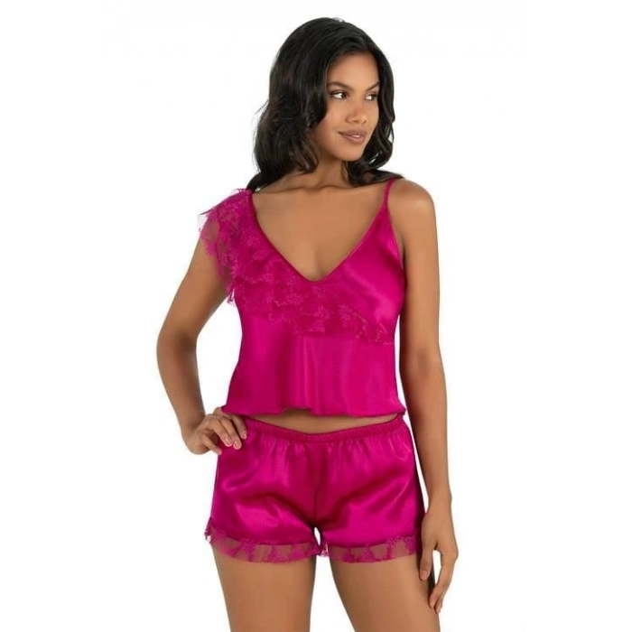 MARSiLYAN-  Vişne Saten Şort Takımı 9205
