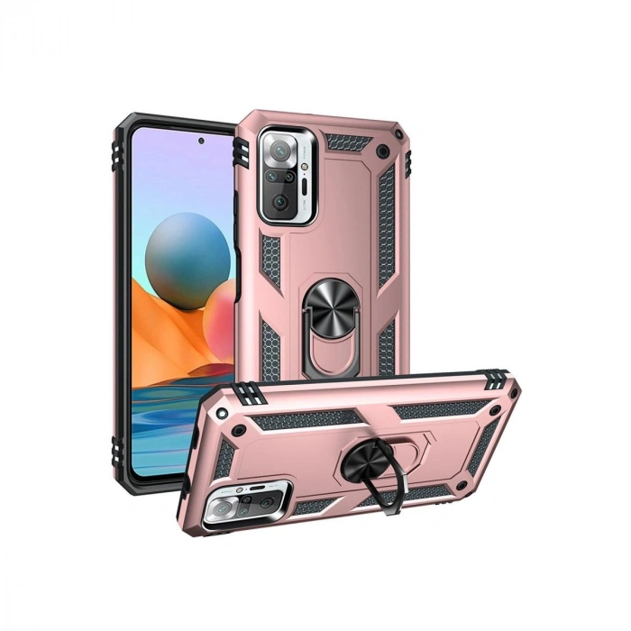 MARSİLYAN™- Xiaomi Redmi Note 10 Pro Kılıf Sofya Yüzüklü Silikon Kapak - Rose