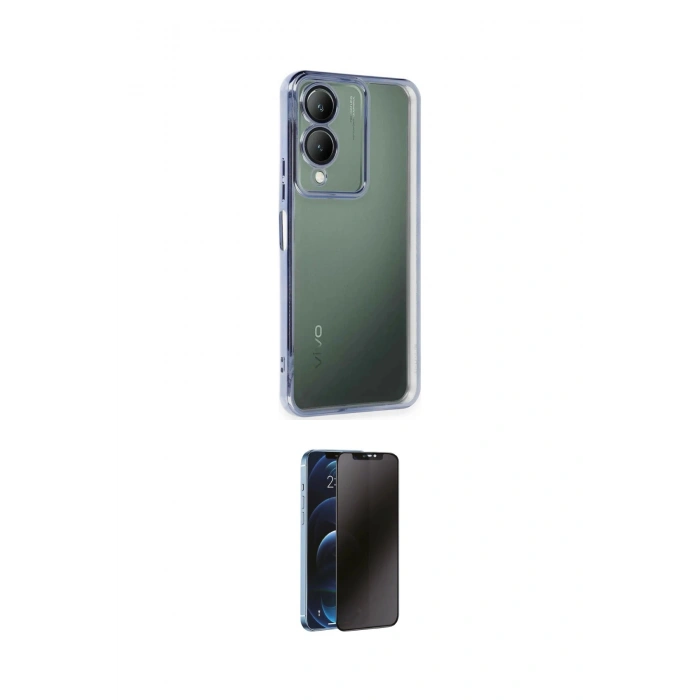MARSİLYAN™- Y17S Kılıf Vadi Minimal - Siyah 3D Antistatik Hayalet Cam Ekran Koruyucu