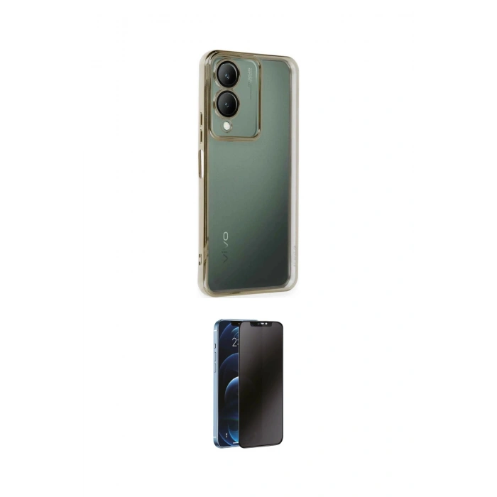 MARSİLYAN™- Y17S Kılıf Vadi Minimal - Siyah 3D Antistatik Hayalet Cam Ekran Koruyucu