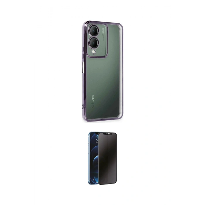 MARSİLYAN™- Y17S Kılıf Vadi Minimal - Siyah 3D Antistatik Hayalet Cam Ekran Koruyucu