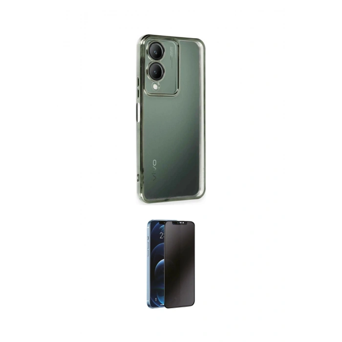 MARSİLYAN™- Y17S Kılıf Vadi Minimal - Siyah 3D Antistatik Hayalet Cam Ekran Koruyucu