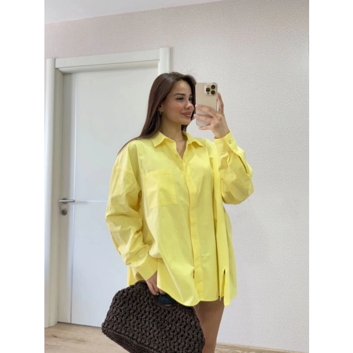 MARSiLYAN- Yakalı Yandan Yırtmaçlı Gömlek - Sarı