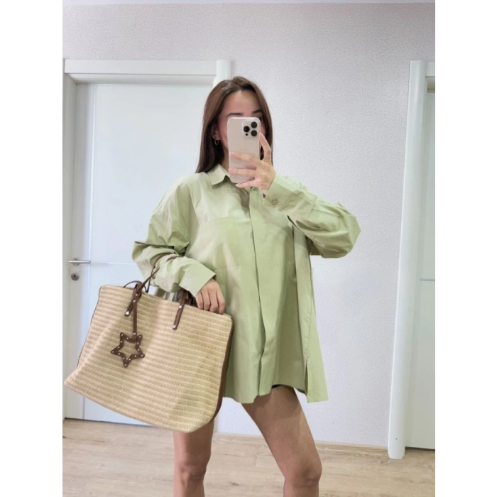 MARSiLYAN- Yakalı Yandan Yırtmaçlı Gömlek - Yeşil