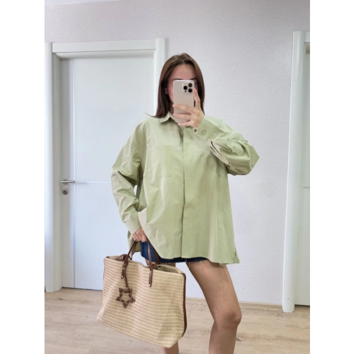 MARSiLYAN- Yakalı Yandan Yırtmaçlı Gömlek - Yeşil