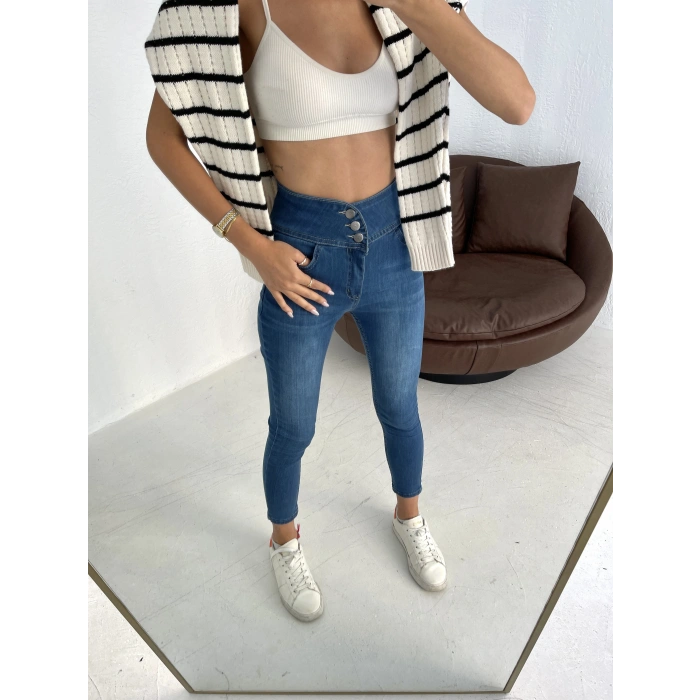 MARSiLYAN- Yüksek Bel Likralı Jean Pantolon 90 Cm