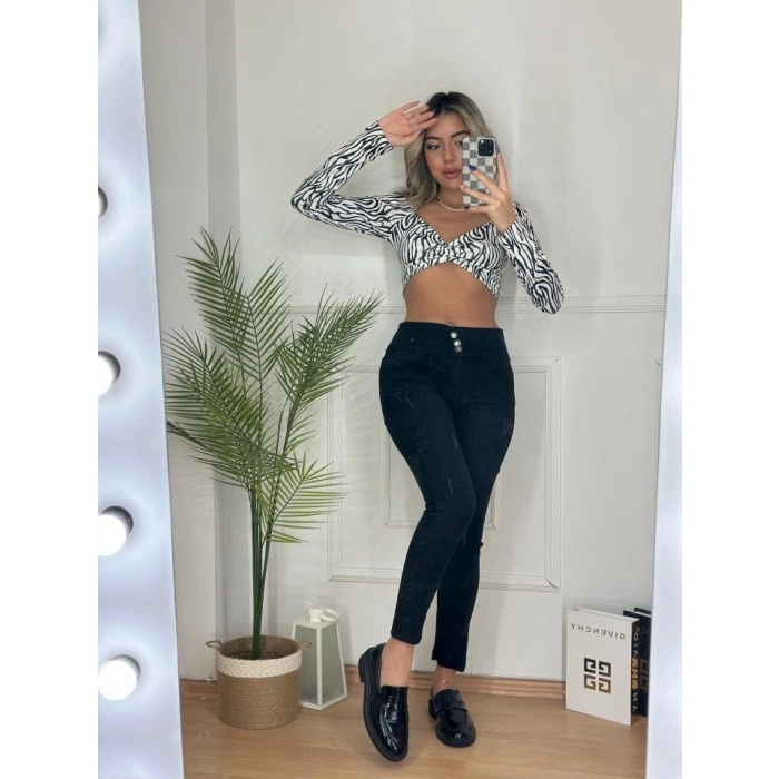 MARSiLYAN- Yüksek Bel Likralı Jean Pantolon 90 Cm