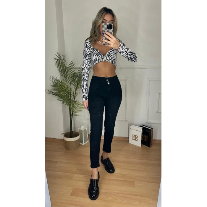 MARSiLYAN- Yüksek Bel Likralı Jean Pantolon 90 Cm