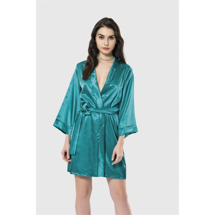 MARSiLYAN-  Zümrüt Kısa Saten Sabahlık