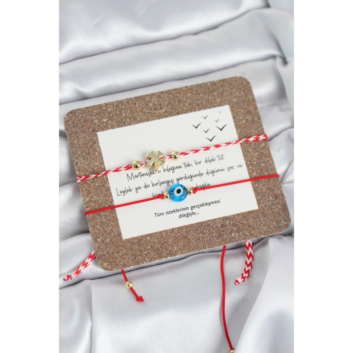Marteniçka Bileklik 2li Yonca ve Nazarlı Model - TJ-BB8317