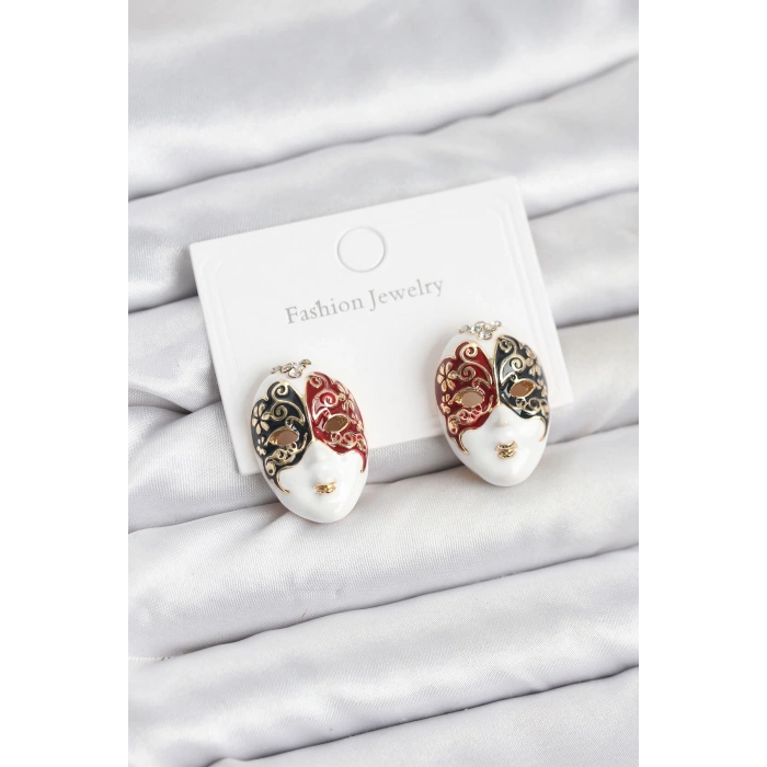 Maske Model Pirinç Kadın Küpe - TJ-BKP11589