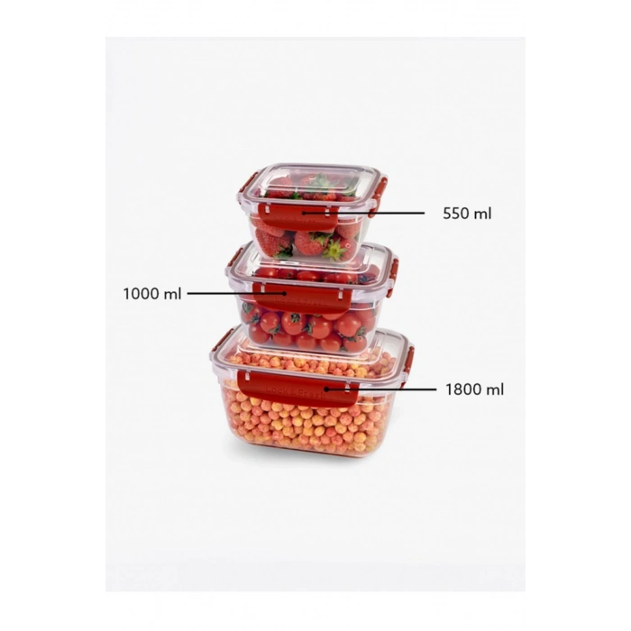 Master Dikdörtgen Saklama Seti 3lü 550-1000-1800 Ml -30866