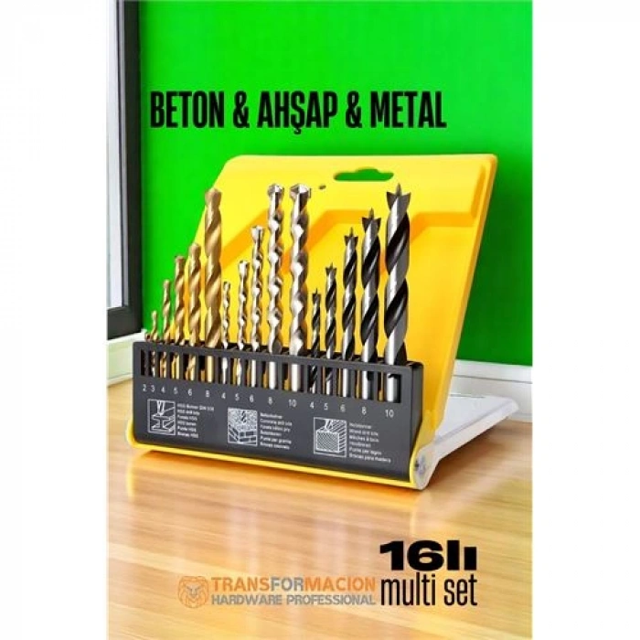 Matkap Ucu Seti- Beton Metal Ahşap Matkap Ucu Drill Bits Set 16 Lı Set