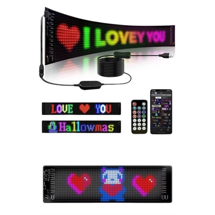 Matrix Led Cama Yapışan Telefon Kontrollü Panel Dijital Ekran Kumandalı