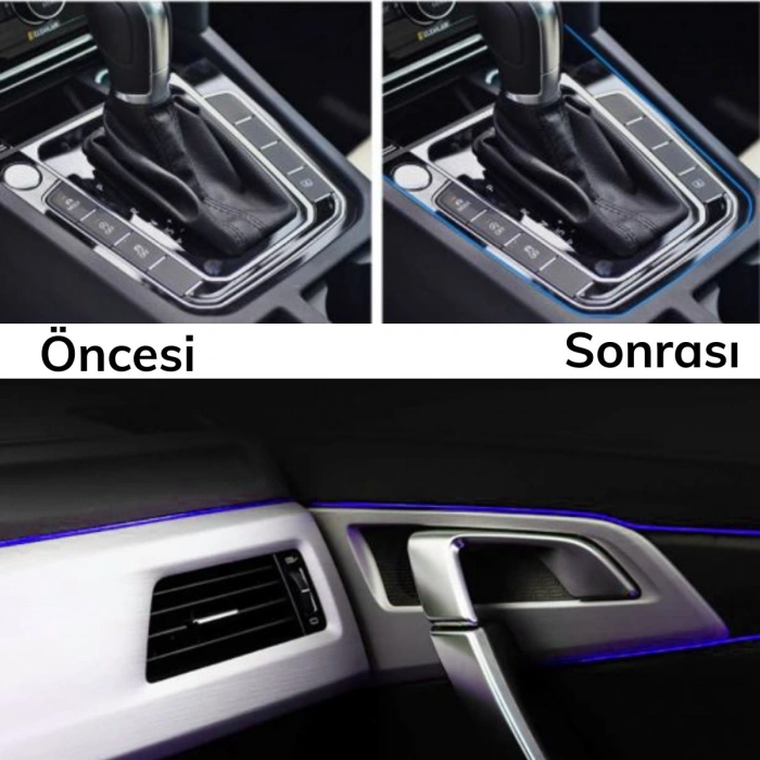 Mavi Araba Oto Trim Dekorasyon Şeridi Kauçuk Elastik Kolay Kurulum 5 metre Şerit Bant (4887)