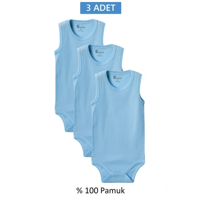 Mavi Askılı Body Zıbın 2-7 YAŞ Çocuklar İçin (3 ADET) Alttan Çıtçıtlı Özel Gereksinimli-D