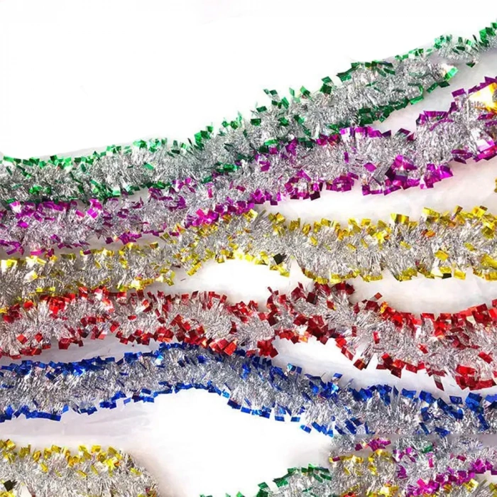 Mavi Gümüş Renk 4 cm Genişlik Garland Çift Renk Sim Süs 180 cm (4887)