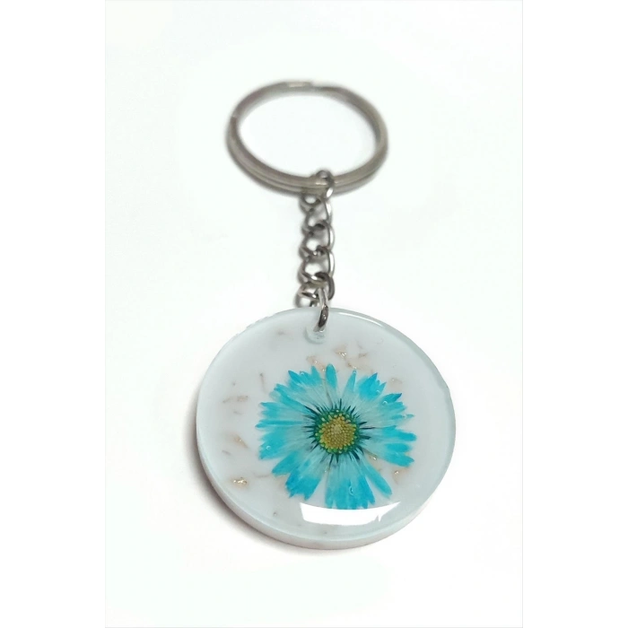 Mavi Papatya Epoksi Anahtarlık