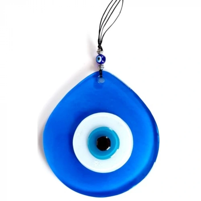 Mavi Renk Damla Model Nazar Boncuklu El Yapımı Cam Duvar Süsü Hediyelik Dekor