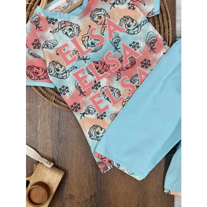 MAVI RENK  KISA  KOLLU BİSİKLET YAKA BELİ LASTİKLİ 2 PARÇA KIZ  BEBEK ALT ÜST TAKIM