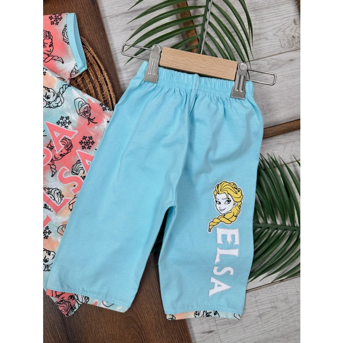 MAVI RENK  KISA  KOLLU BİSİKLET YAKA BELİ LASTİKLİ 2 PARÇA KIZ  BEBEK ALT ÜST TAKIM