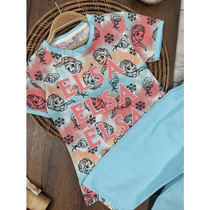 MAVI RENK  KISA  KOLLU BİSİKLET YAKA BELİ LASTİKLİ 2 PARÇA KIZ  BEBEK ALT ÜST TAKIM