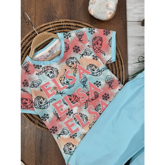 MAVI RENK  KISA  KOLLU BİSİKLET YAKA BELİ LASTİKLİ 2 PARÇA KIZ  BEBEK ALT ÜST TAKIM