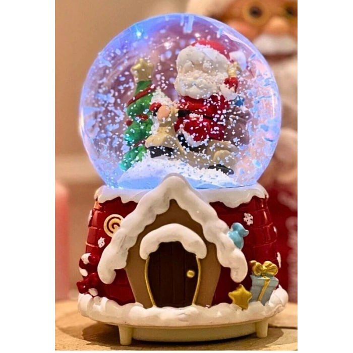 Mega Boy 2025 Yılbaşı Noel Baba Temalı Kar Püskürtmeli Işıklı Müzikli  Kar Küresi 16 cm- 18A