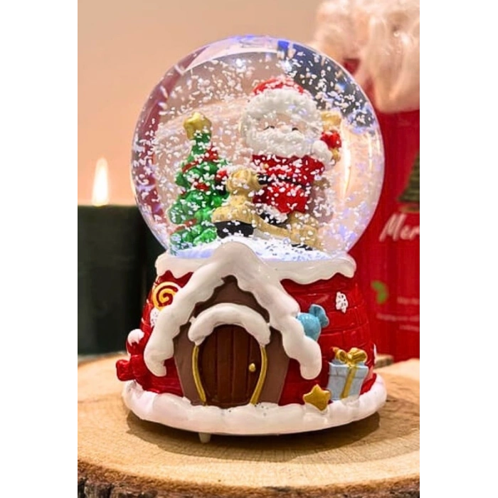 Mega Boy 2025 Yılbaşı Noel Baba Temalı Kar Püskürtmeli Işıklı Müzikli  Kar Küresi 16 cm- 18A