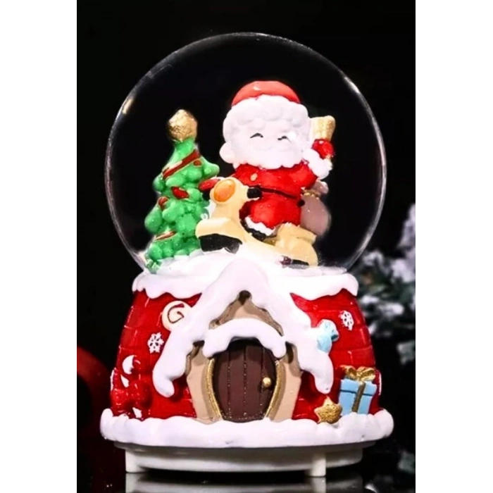 Mega Boy 2025 Yılbaşı Noel Baba Temalı Kar Püskürtmeli Işıklı Müzikli  Kar Küresi 16 cm- 18A