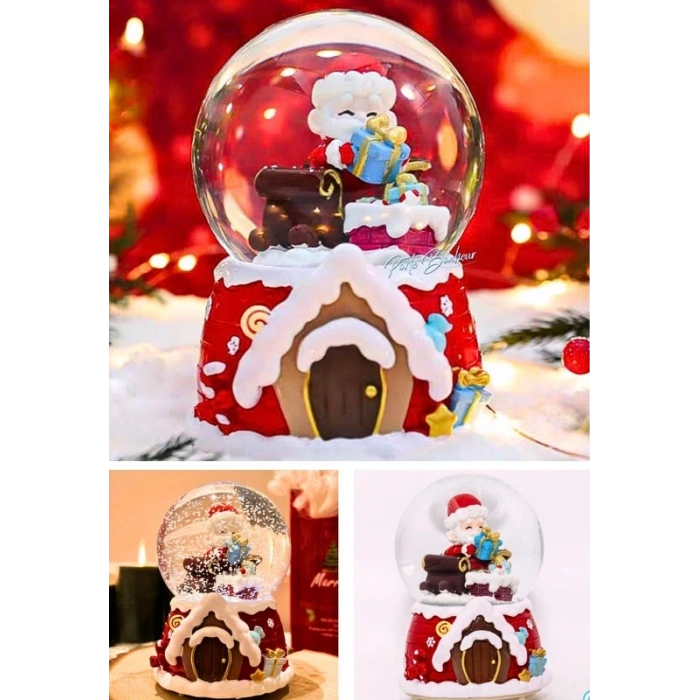 Mega Boy 2025 Yılbaşı Noel Baba Temalı Kar Püskürtmeli Işıklı Müzikli  Kar Küresi 16 cm- 18B