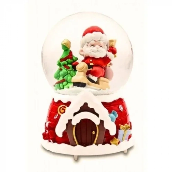 Mega Boy  Yılbaşı Noel Baba Temalı Kar Püskürtmeli Işıklı Müzikli Kar Küresi 16 cm- 18A