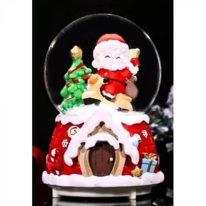 Mega Boy  Yılbaşı Noel Baba Temalı Kar Püskürtmeli Işıklı Müzikli Kar Küresi 16 cm- 18A