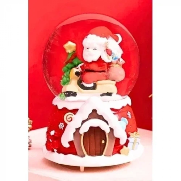 Mega Boy  Yılbaşı Noel Baba Temalı Kar Püskürtmeli Işıklı Müzikli Kar Küresi 16 cm- 18A