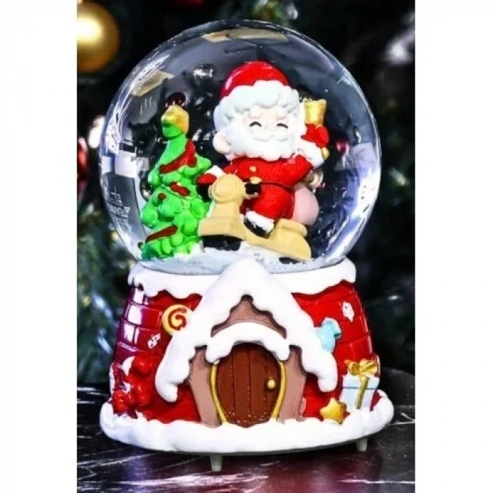 Mega Boy  Yılbaşı Noel Baba Temalı Kar Püskürtmeli Işıklı Müzikli Kar Küresi 16 cm- 18A