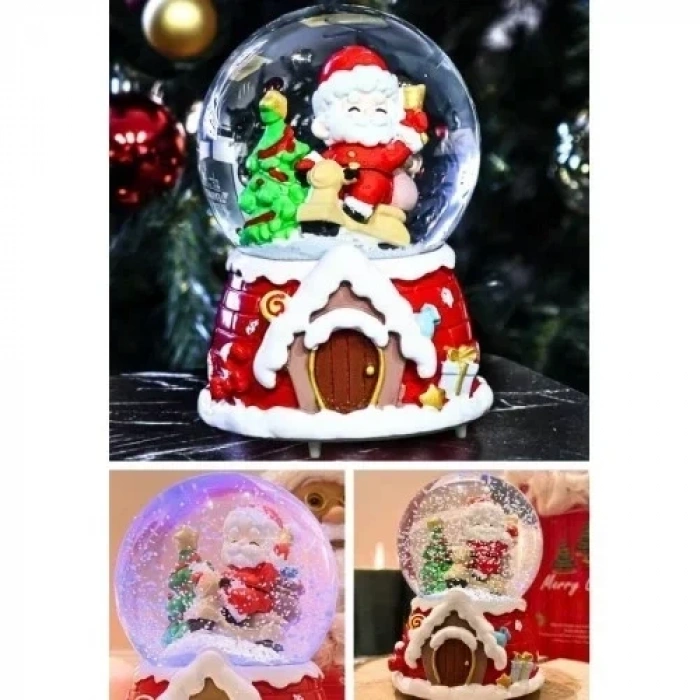 Mega Boy  Yılbaşı Noel Baba Temalı Kar Püskürtmeli Işıklı Müzikli Kar Küresi 16 cm- 18A
