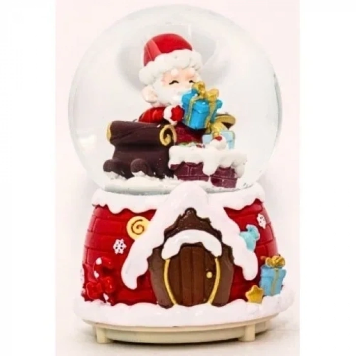 Mega Boy  Yılbaşı Noel Baba Temalı Kar Püskürtmeli Işıklı Müzikli Kar Küresi 16 cm- 18B