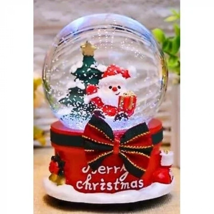 Mega Boy  Yılbaşı Noel Baba ve Çam Ağacı Temalı Kar Püskürtmeli Işıklı Müzikli Kar 16 cm- 17A