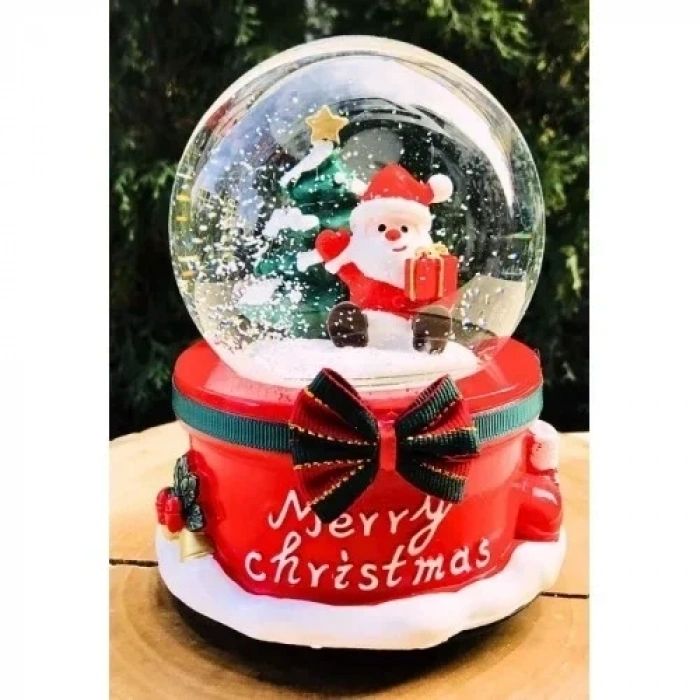 Mega Boy  Yılbaşı Noel Baba ve Çam Ağacı Temalı Kar Püskürtmeli Işıklı Müzikli Kar 16 cm- 17A