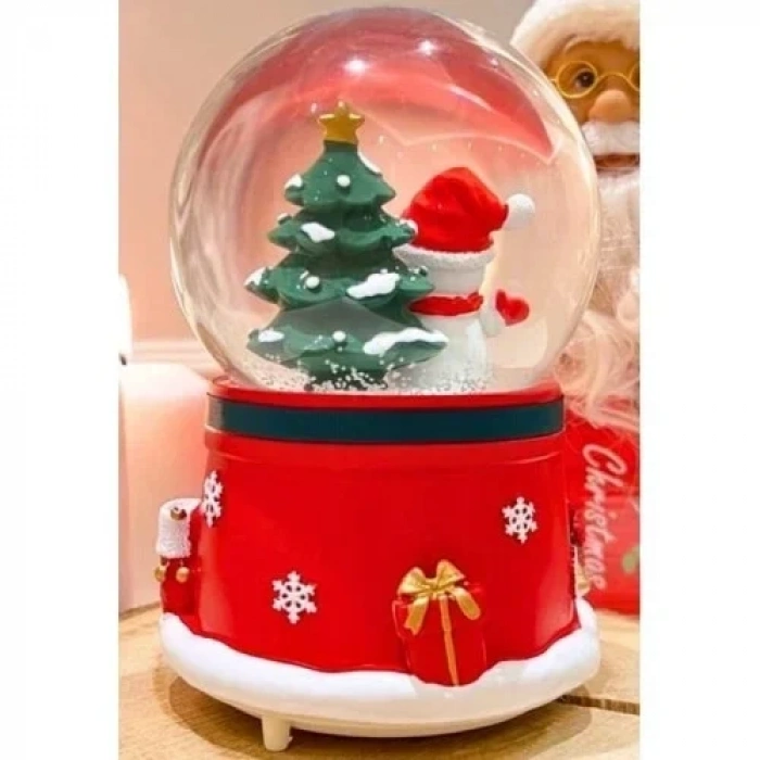 Mega Boy  Yılbaşı Noel Kardan Adam Temalı Kar Püskürtmeli Işıklı Müzikli Kar Küresi 16 cm- 17B