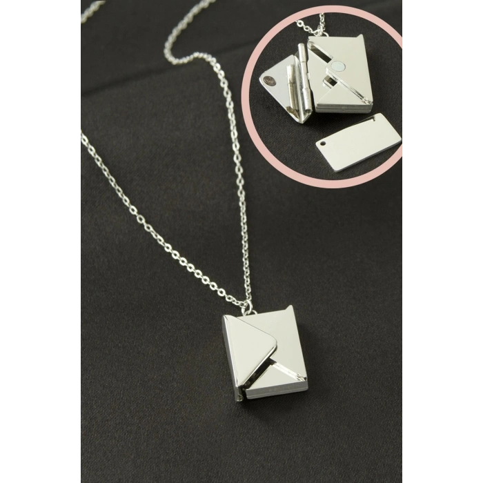 Mektup Kapaklı Çelik Kolye