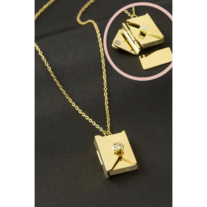 Mektup Kapaklı Çelik Kolye