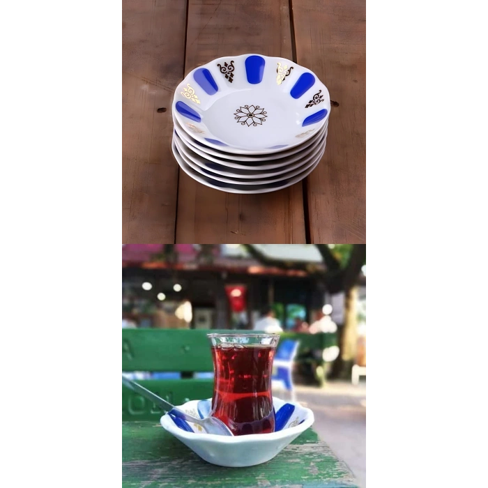Melamin Çay Tabağı 6 Adet Geleneksel Türk Çay Bardağı Altlığı
