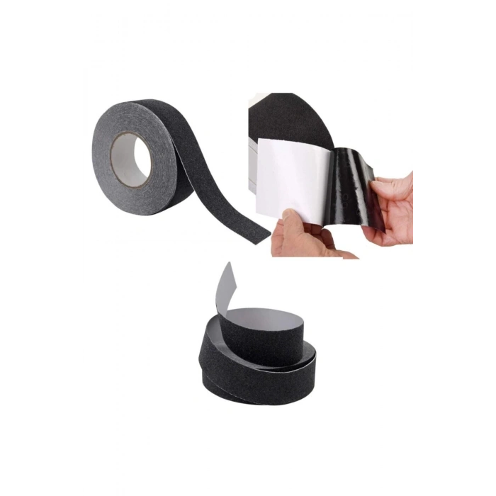 Merdiven Zemin Kaydırmaz Güçlü Bant Yapışkanlı Kaymaz Bant Siyah 25 Mm X 5 Metre