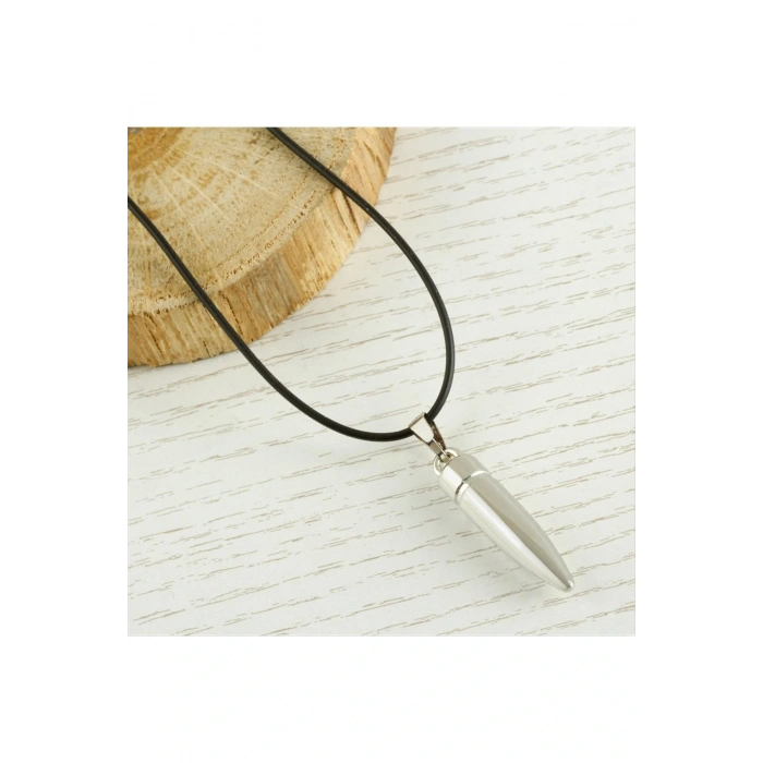 Mermi Metal Vinlex Deri Kolye