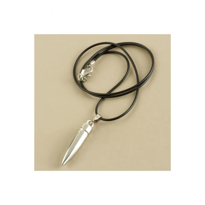 Mermi Metal Vinlex Deri Kolye