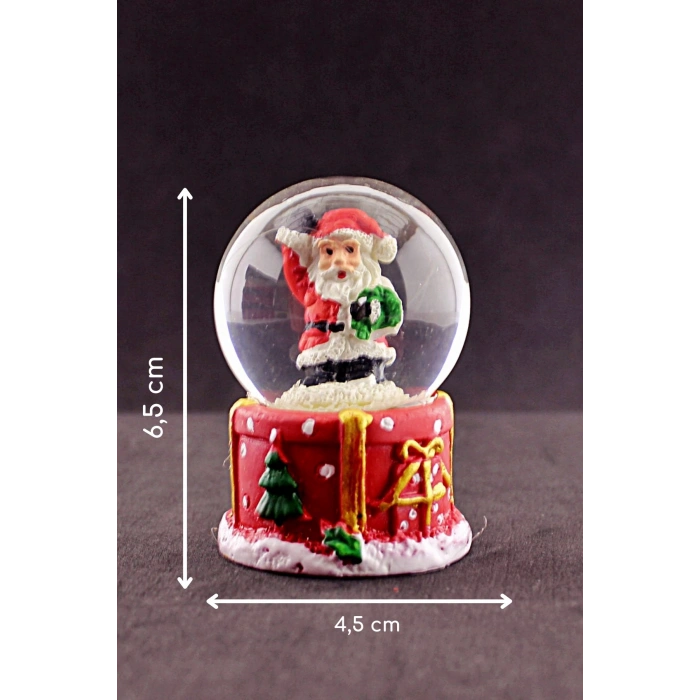 Merry Christmas El Sallayan Noel Baba Temalı  Mini Boy Işıklı Kar Küresi 6,5 cm 1
