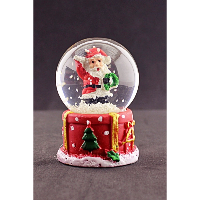 Merry Christmas El Sallayan Noel Baba Temalı  Mini Boy Işıklı Kar Küresi 6,5 cm 1