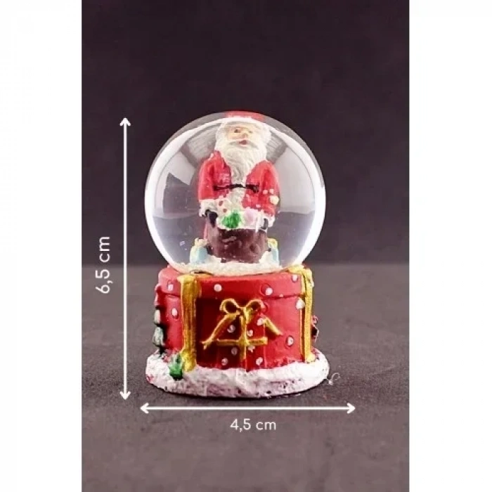 Merry Christmas Hediye Torbalı Noel Baba Temalı Mini Boy Işıklı Kar Küresi 6,5 cm 1